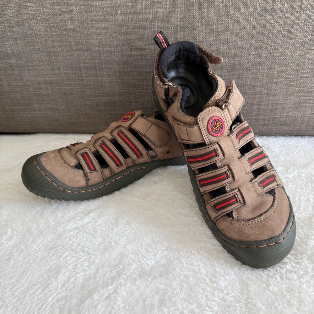 J-41 Jeep Leather Fisherman Sandals Brown Closed Toe Outdoor‎ Shoes Men 10